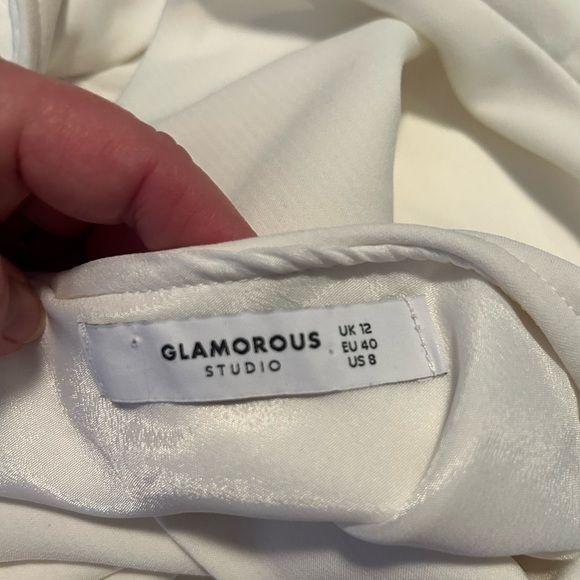 Glamorous Studio white lined dress with one shoulder size 8 - Picture 5 of 8